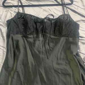 Urban Outfitters Black Satin Lace Slip Dress